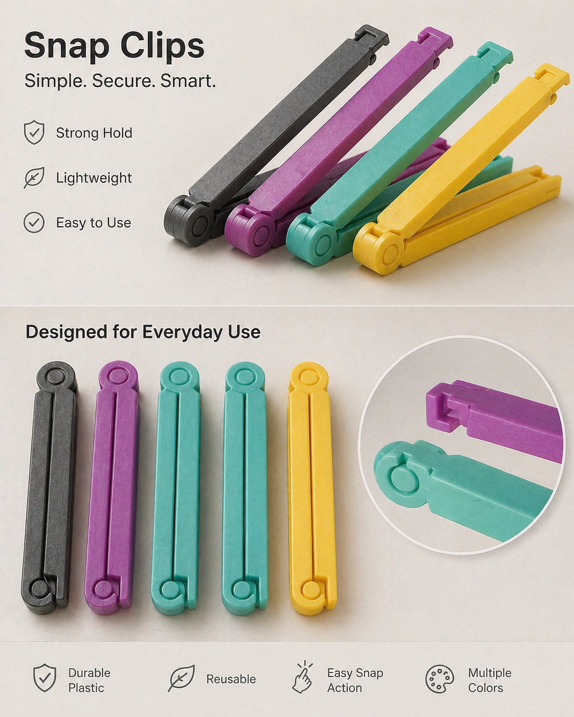 Snap Clips – Multi-Purpose Sealing Clips 6 pack