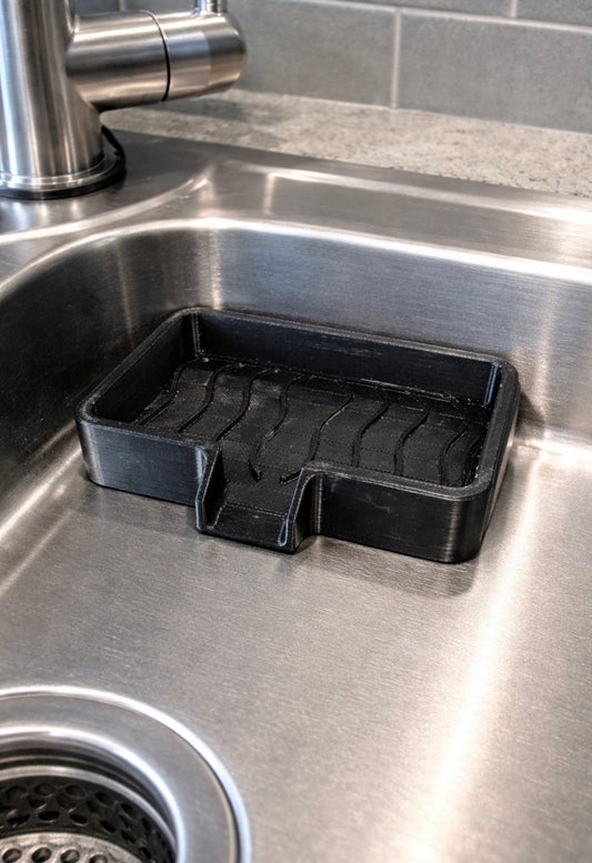 3D Printed Soap & Sponge Holder with Drain – PETG Kitchen Organizer (2 Sizes)