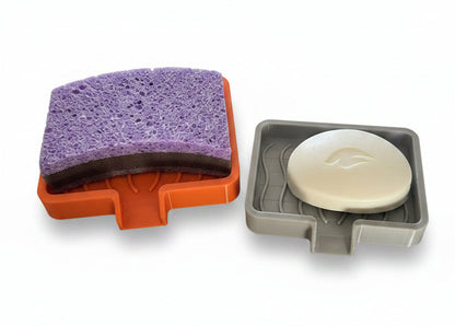 3D Printed Soap & Sponge Holder with Drain – PETG Kitchen Organizer (2 Sizes Included)