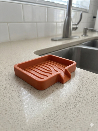 3D Printed Soap & Sponge Holder with Drain – PETG Kitchen Organizer (2 Sizes Included)