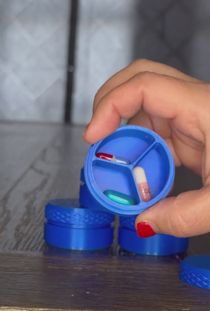 Travel Pill Organizer – 3 Compartment Vitamin & Supplement Case with Secure Lid (pack of 2)